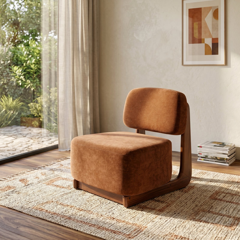 Amillo Textured Fabric Occasional Chair, Orange