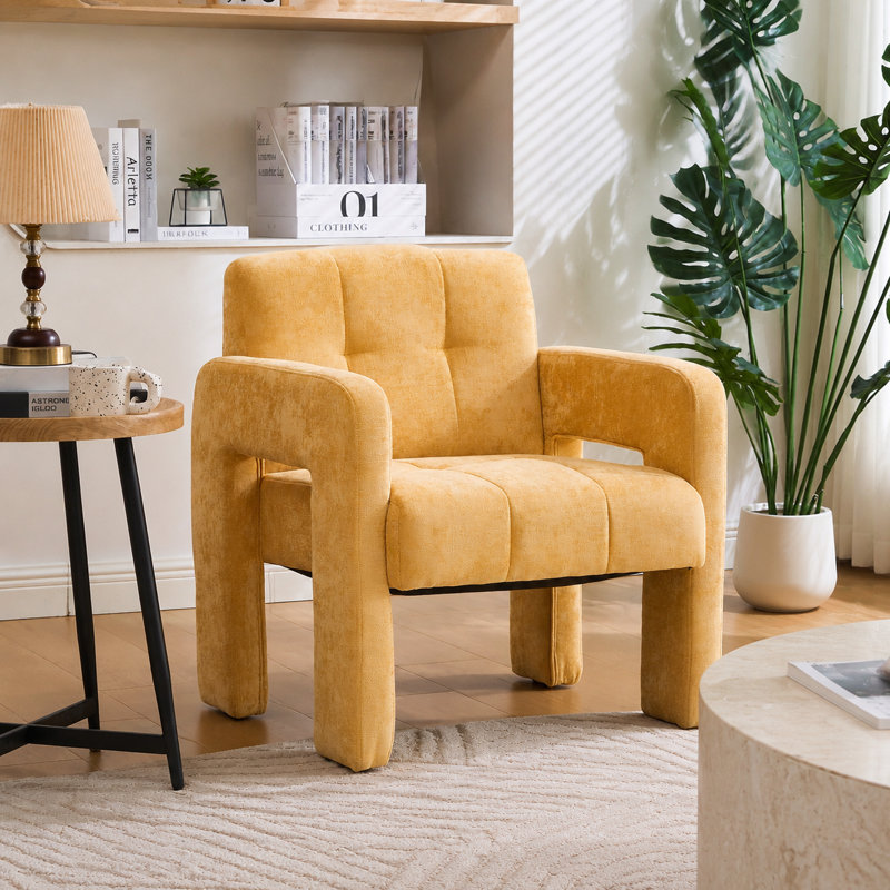 Fauteuil simple rembourré Modern Modern, Jaune moutarde