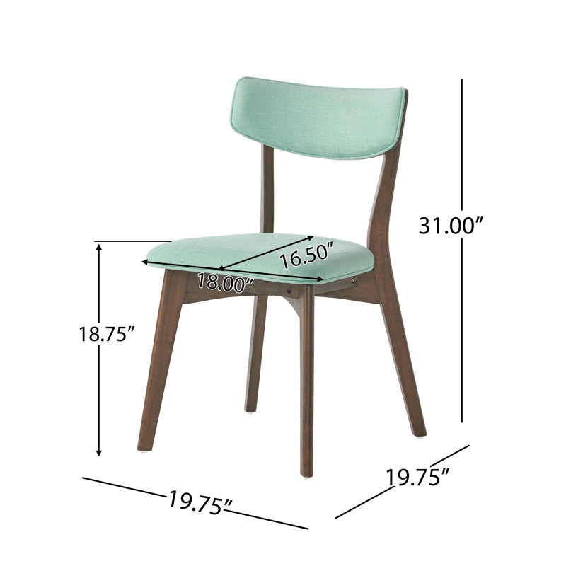 Chaises de salle à manger rembourrées avec dossier courbé et pieds en bois d'hévéa Putnam , Menthe / noyer, 2