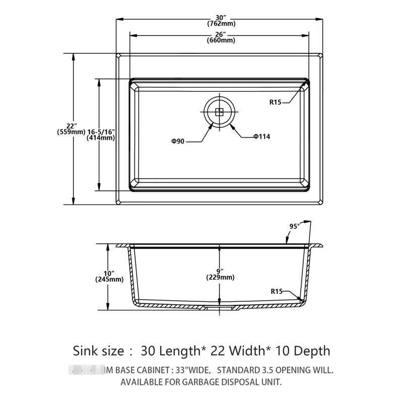 Station de travail encastrée en quartz blanc 30 po x 22 po, surface lisse et non poreuse, protège les mains, réduit la saleté, est livrée avec une grille inférieure et une planche à découper pour un fonctionnement silencieux, convient à l'ouverture de drain standard,