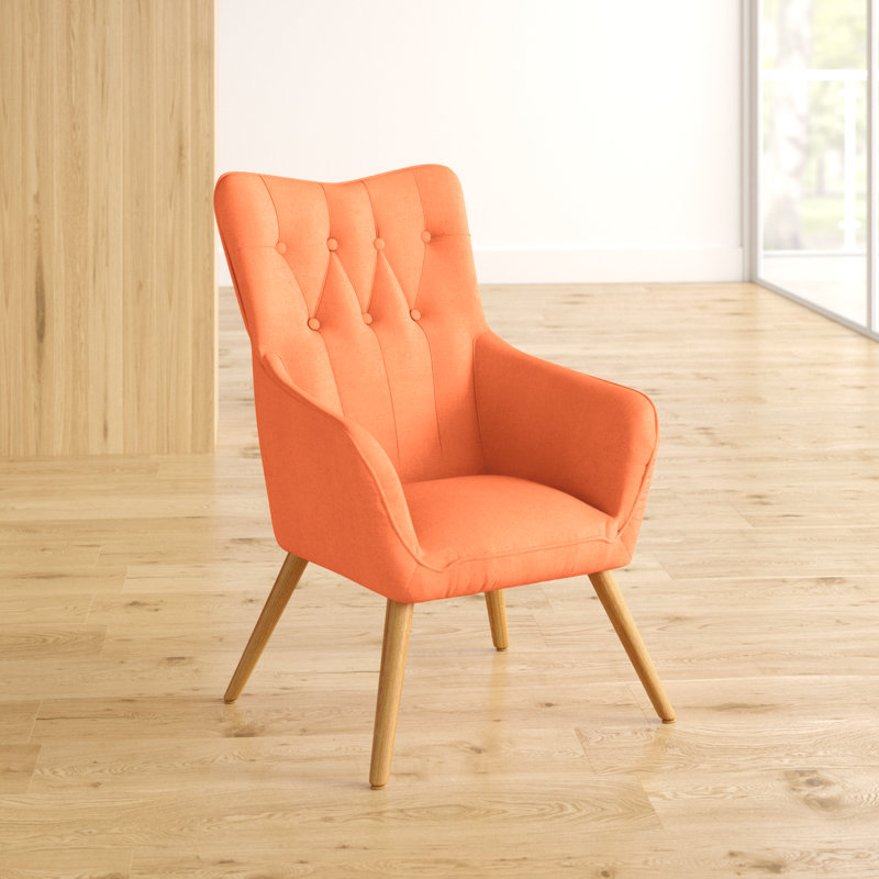 Antonio Upholstered Linen Wingback Chair, Orange