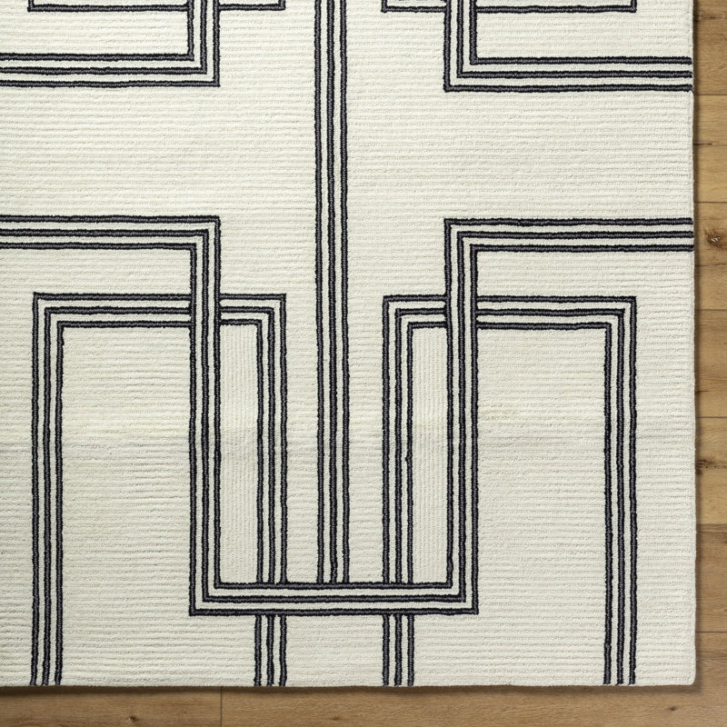 Tapis moderne touffeté à la main Jaykwon, Rectangle 9 pi x 12 pi