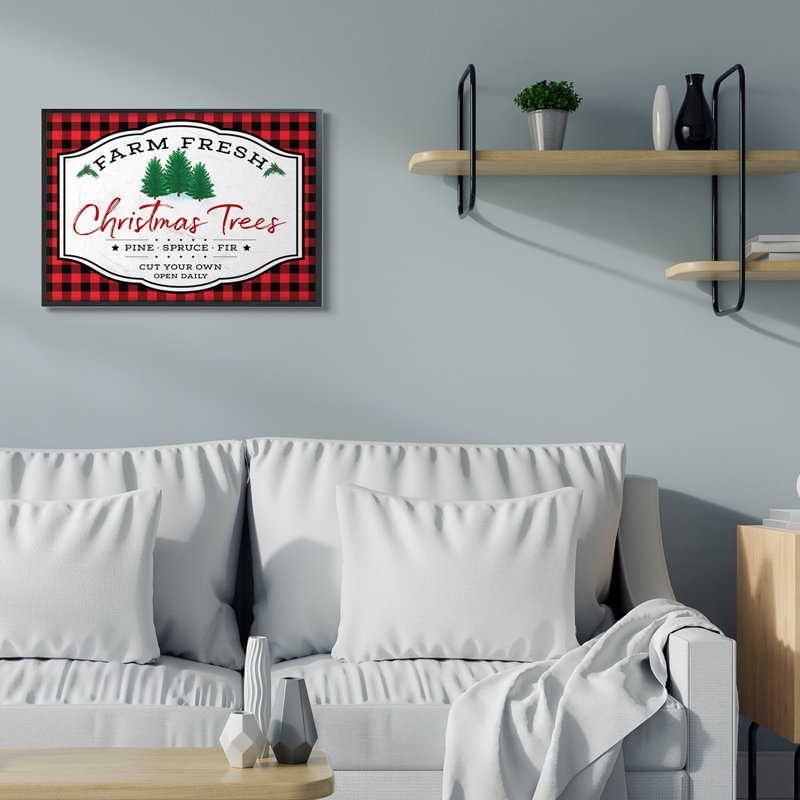 Plaque d'arbre de Noël Farm Fresh, Giclée encadrée noir minuit, H 24 po x l 30 po