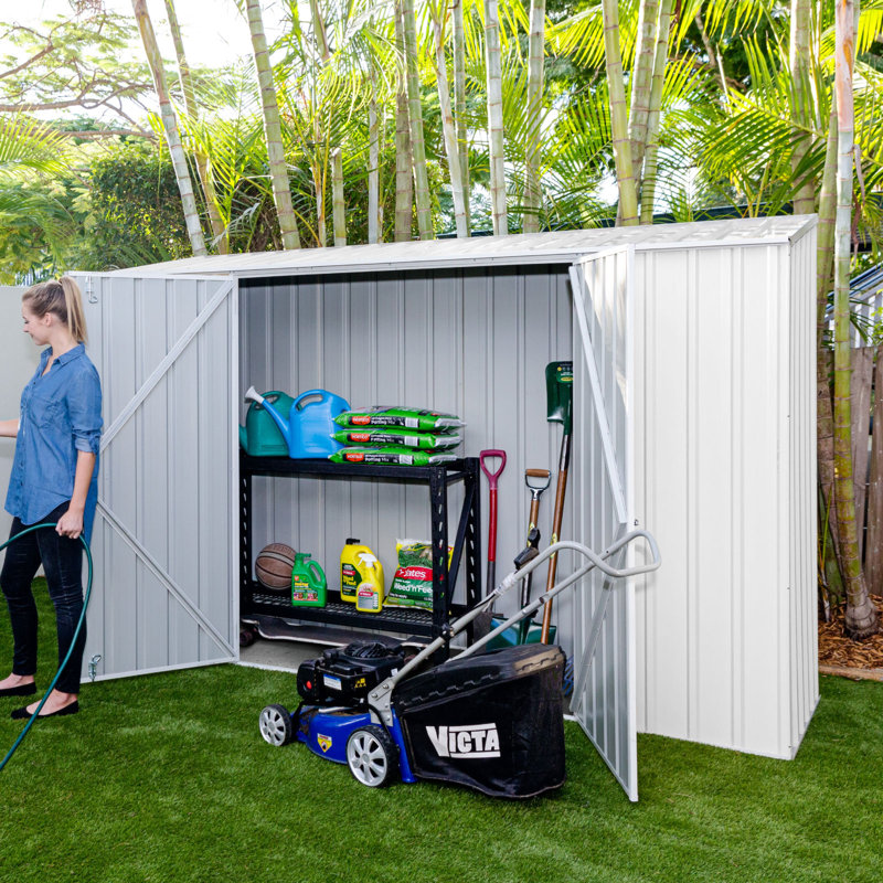 Absco Space Saver 10 ft. W x 2.5 ft. D Metal Storage Shed, Surfmist