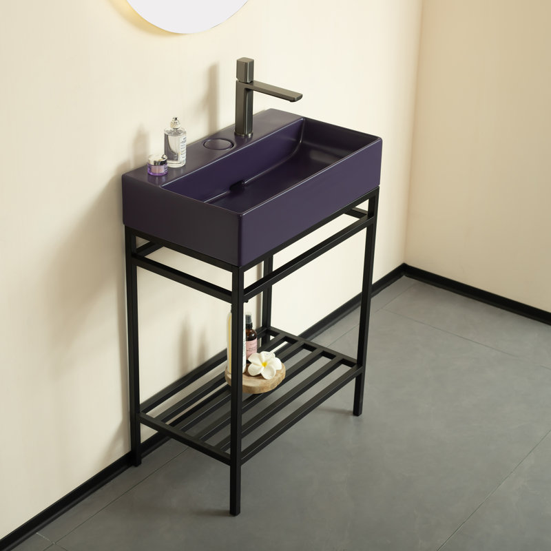 Meuble-lavabo Lofi avec lavabo en cÃ©ramique, Mauve, Noir