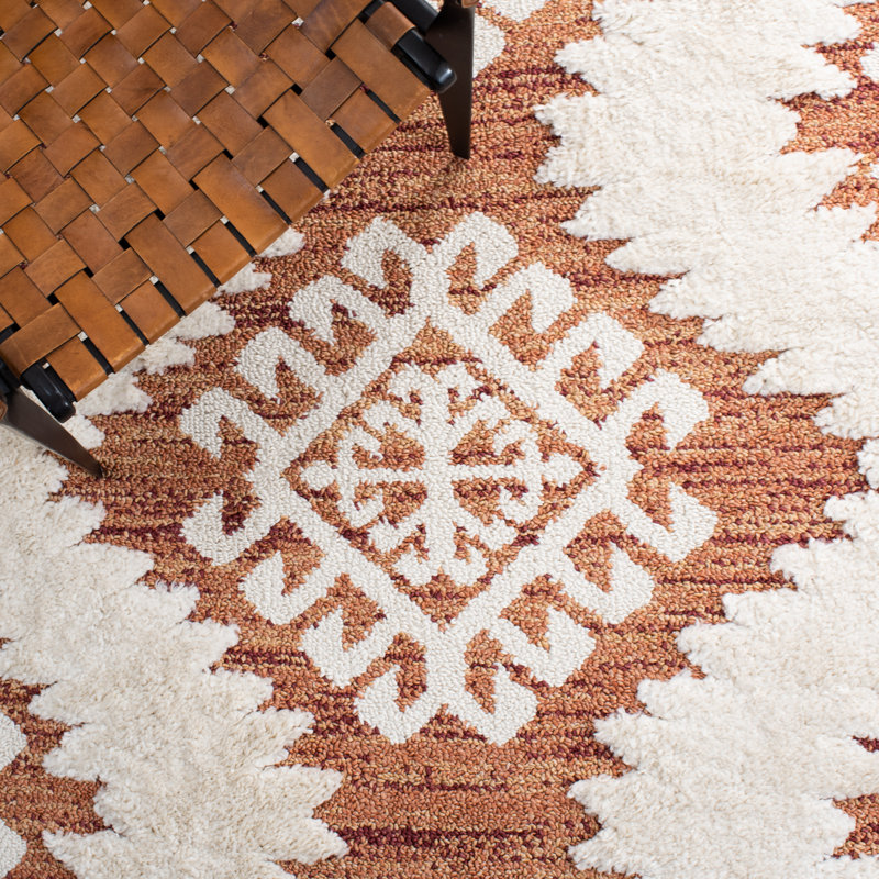 Tapis Ikat Imraan, Orange/Ivory, Rectangle 8 pi x 10 pi