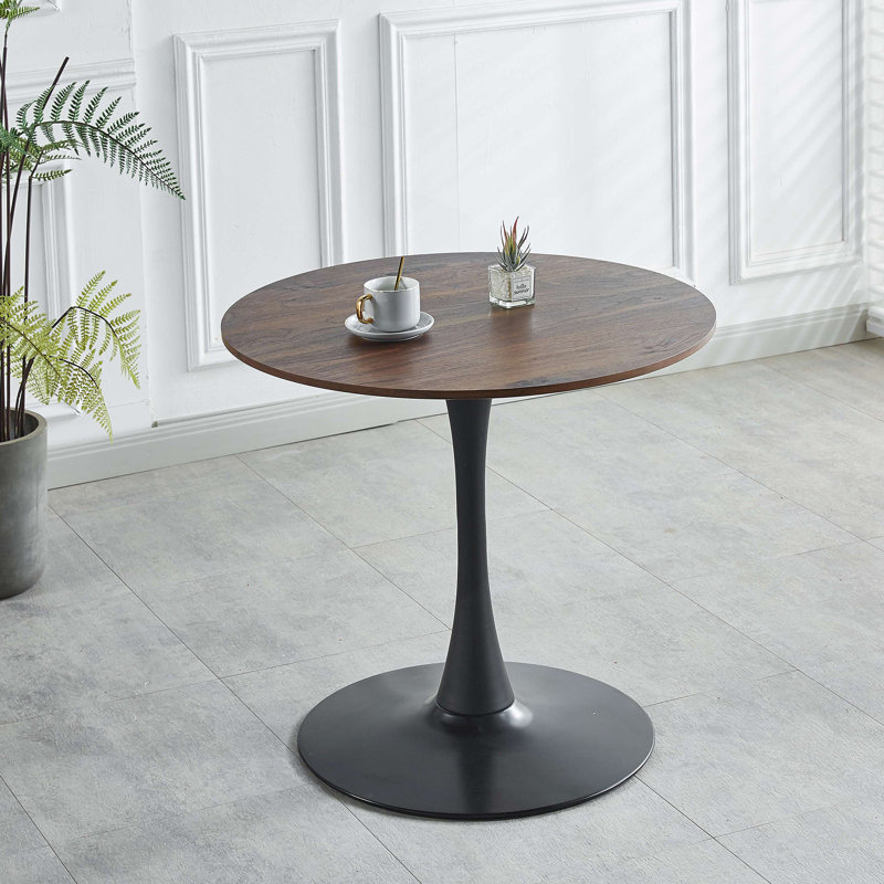 Table de salle à manger 31,5 "NOIR ET NOYER Table tulipe Mid-Century pour 2 à 4 personnes