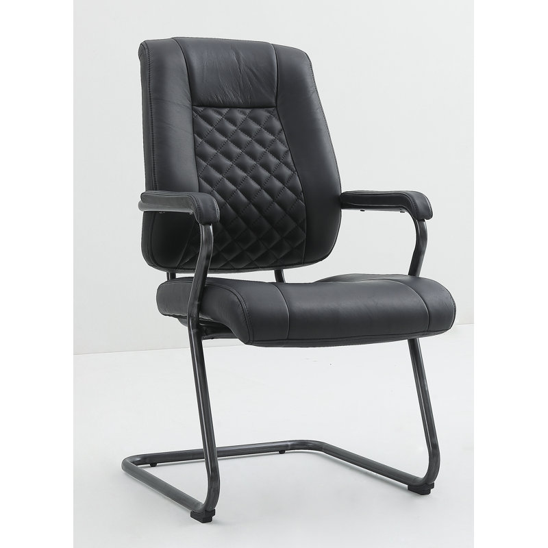 Chaise d’appoint en cuir véritable Rockett, Noir, Noir onyx