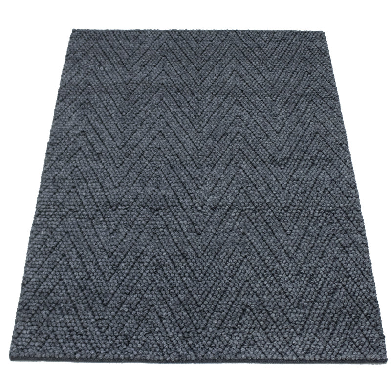 Tapis unique gris anthracite en laine noué à la main de style années 2010 de 4 pi 7 po x 6 pi 4 po Arleta