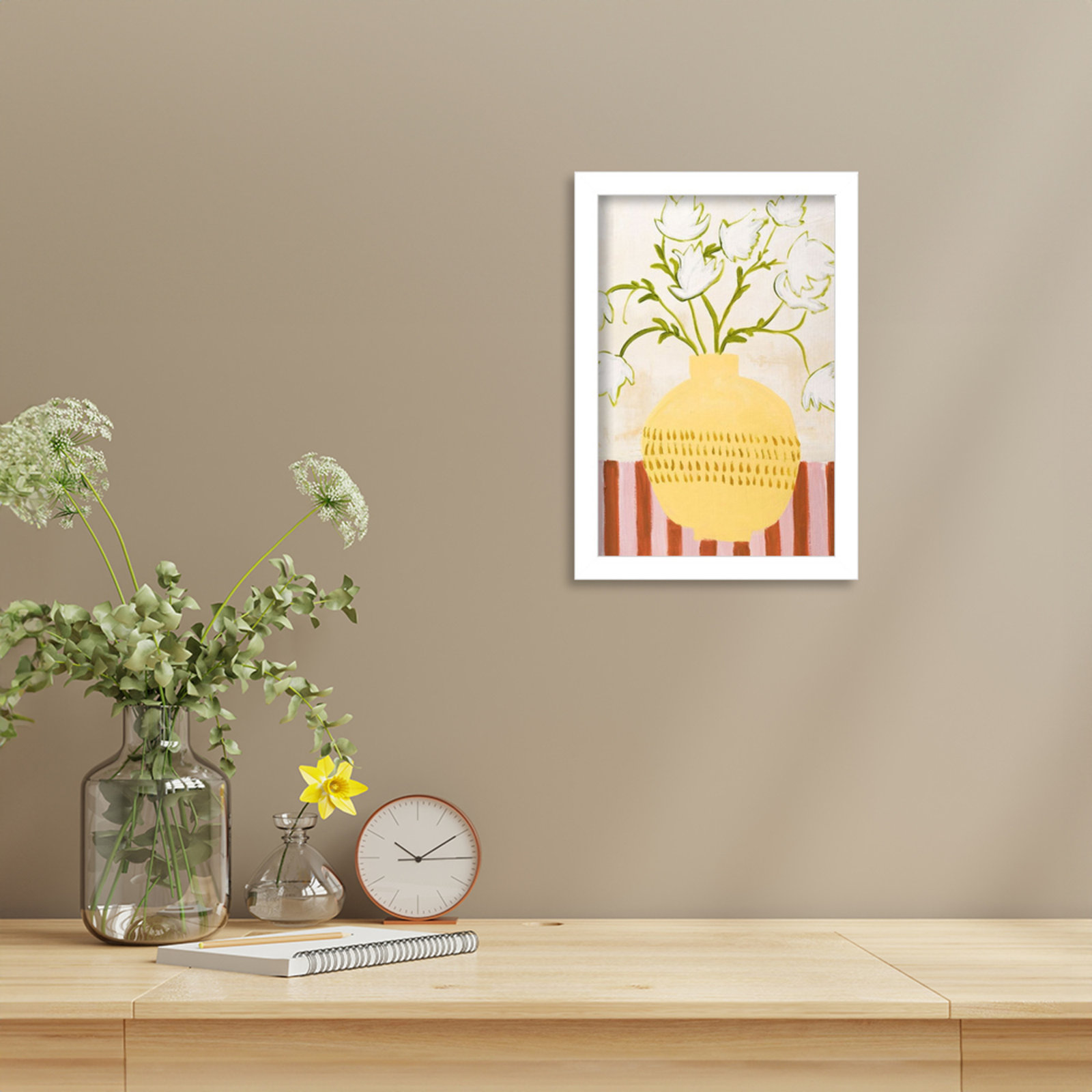 Yellow Vase Print by Design Fabrikken, 13" H x 9" W, White