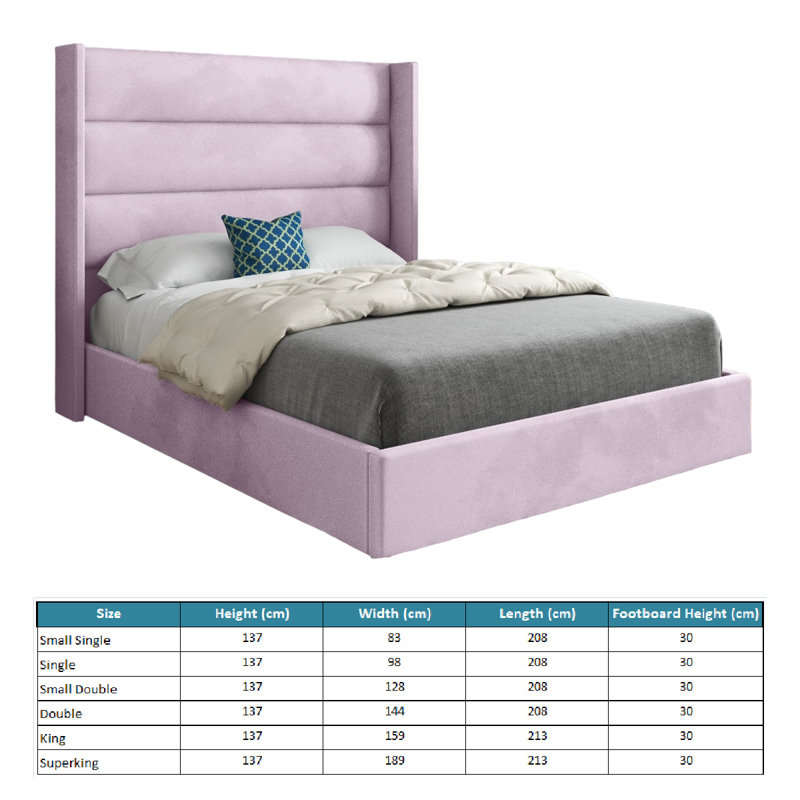 Antoan Upholstered Bed, Pink, Super King (6')
