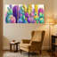 Plantes et fleurs, cactus coloré, ensemble de 3 impressions sur toile-2028025162
