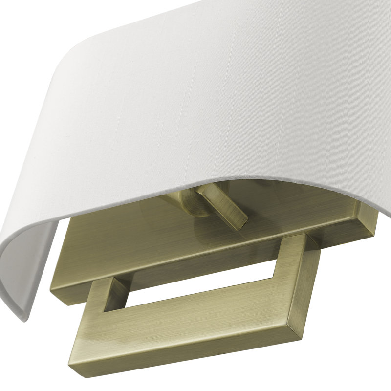 Applique murale en acier Rakhee, Laiton antique, Blanc, H 9 po x l 13 po x P 3,95 po
