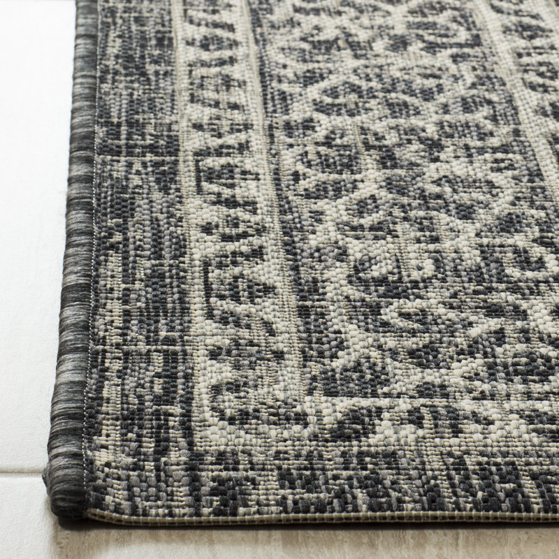 Auburn Light Grey/Black Indoor/Outdoor Rug, Rectangle 201 x 290 cm