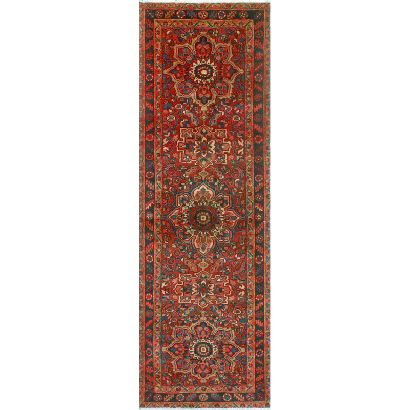 One-of-a-Kind 3'7" X 11'4" 1980s Runner Wool Area Rug in
