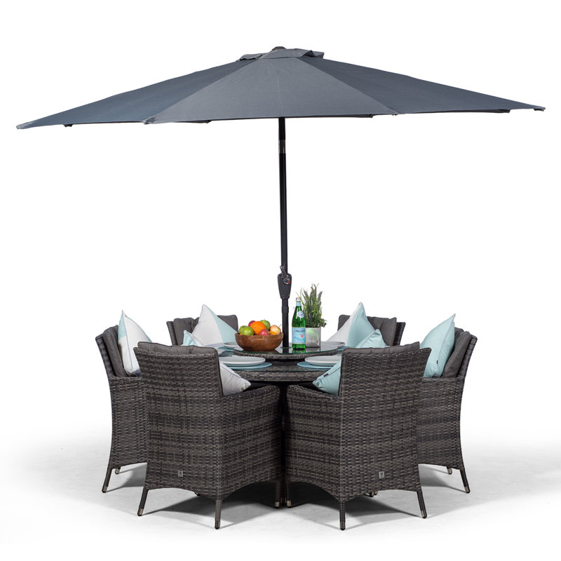 Karcher 6 Seater Dining Set with Cushions and Parasol