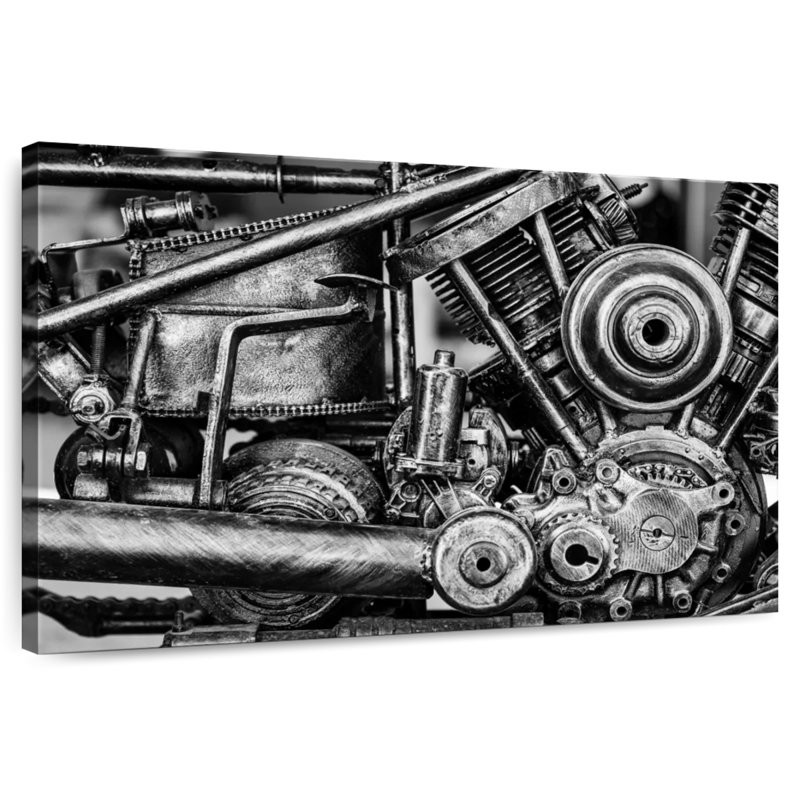 Mehar Old Motorcycle Engine, 32" H x 48" W