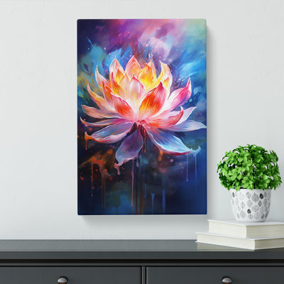 Lotus Flower Gestural - Wrapped Canvas