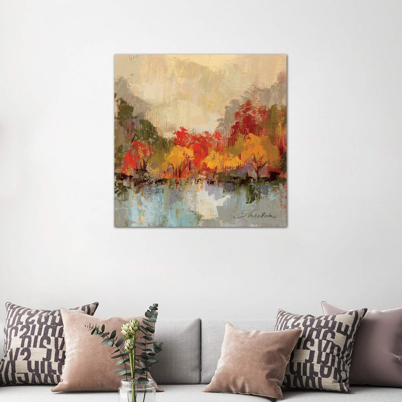 Fall Riverside II by Silvia Vassileva - Wrapped Canvas Painting, 93.98 cm H x 93.98 cm W x 3.175 cm D