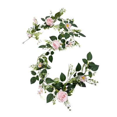  6 pi de guirlande de feuilles de dahlias artificielles en fausse plastique avec des fleurs de vignes vertes pour la décoration d'été