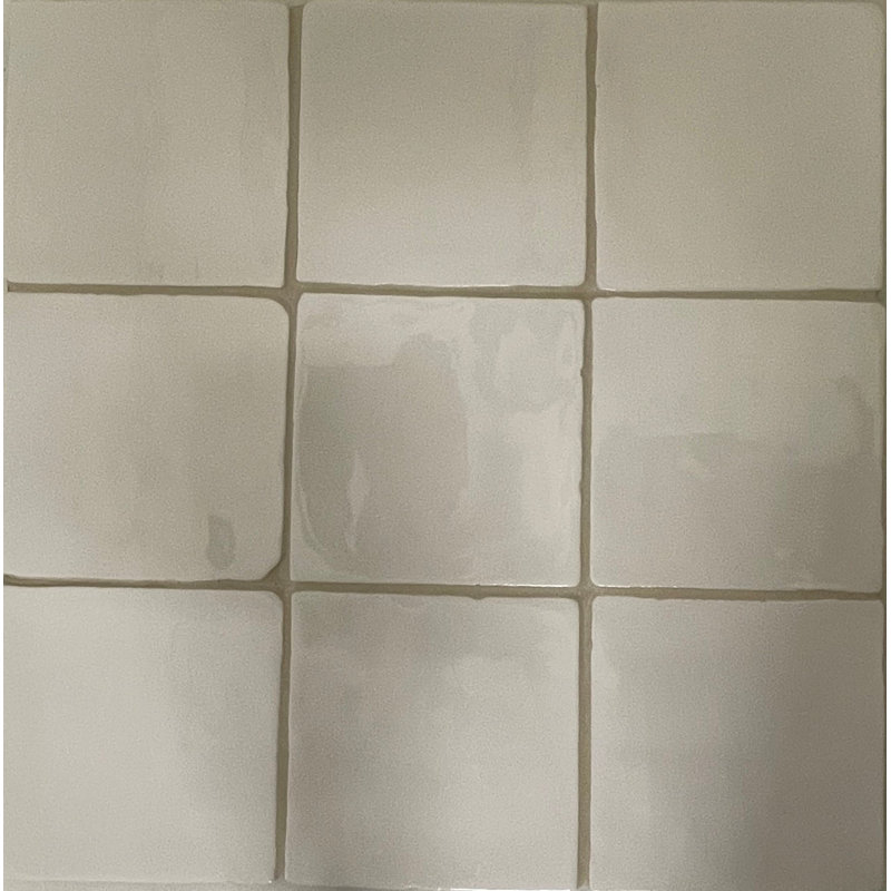 Carreau de céramique 4 "x 4" Zellige, Blanc / Blanc
