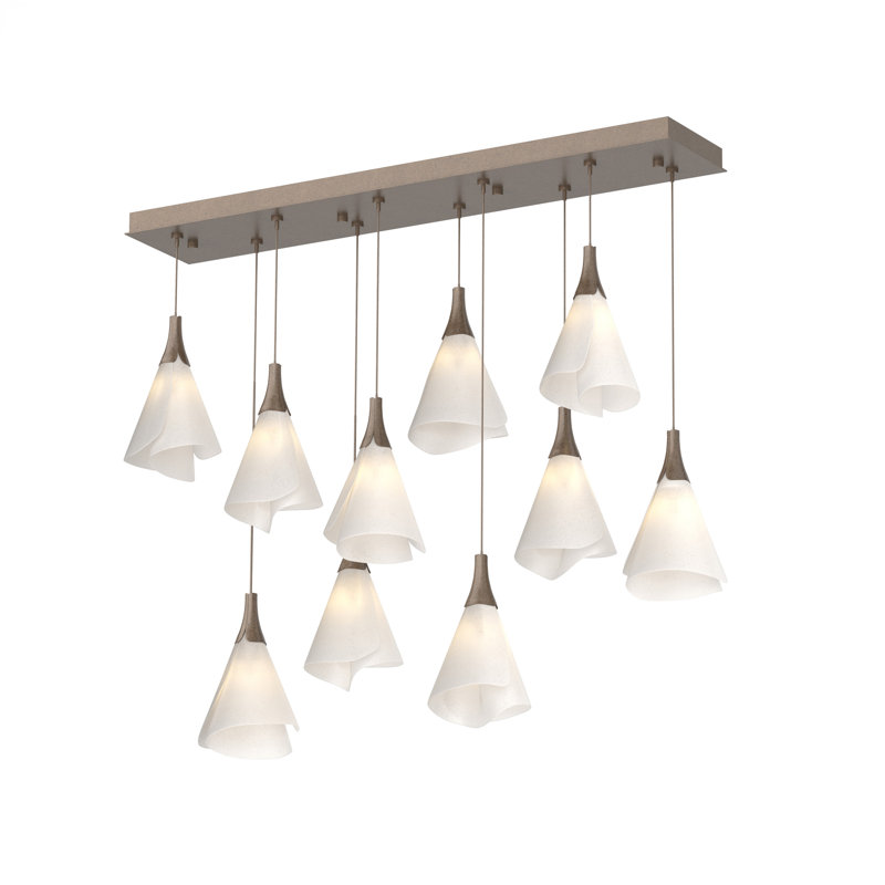 Luminaire suspendu rectangulaire à 10 lumières Mobius, Bronze, 80"