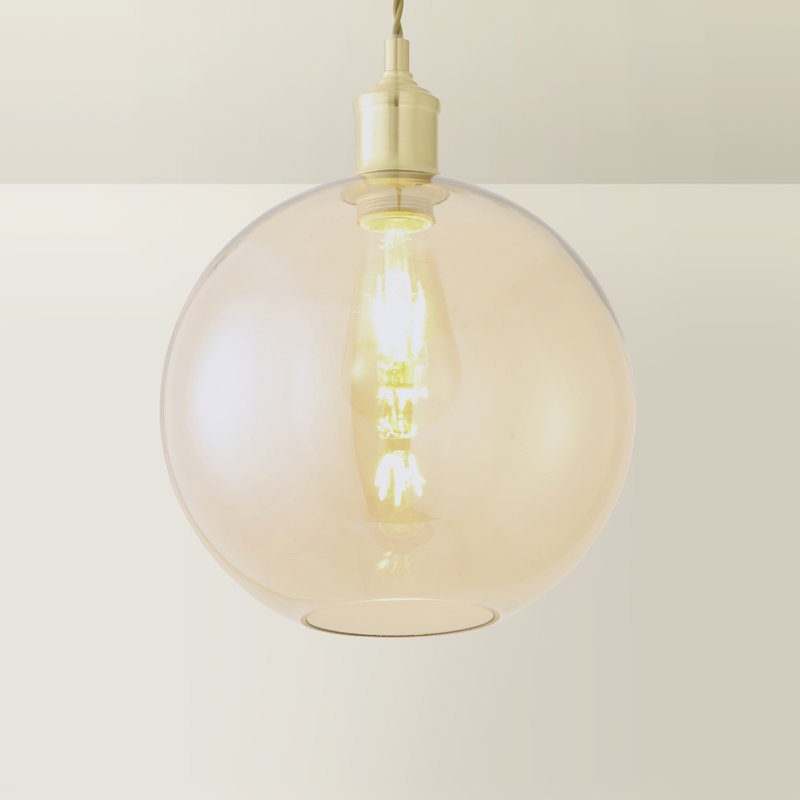 23.5cm H Glass Round Pendant Shade, Yellow