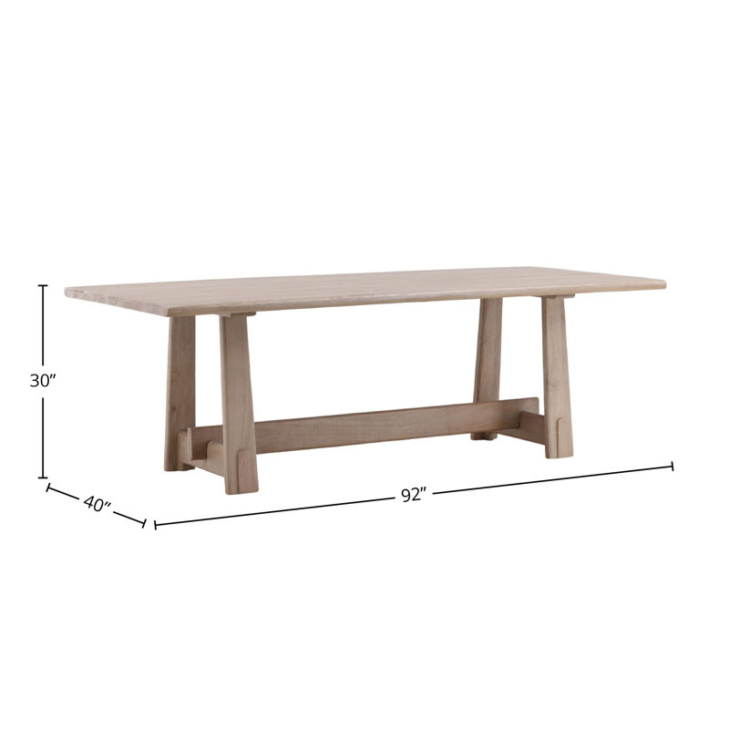 Lachlan 92" Wide Mango Wood Dining Table, Light Natural, Beige