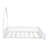 Wood Full Size House Platform Bed With Guardrail, White