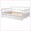 Lit de jour double en bois de pin avec lit gigogne simple - Blanc, peu encombrant pour les petits espaces-1972929114-1972929112