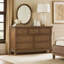 Commode Bely, 65 po, 7 tiroirs avec 1 tiroir caché, bois brun antique