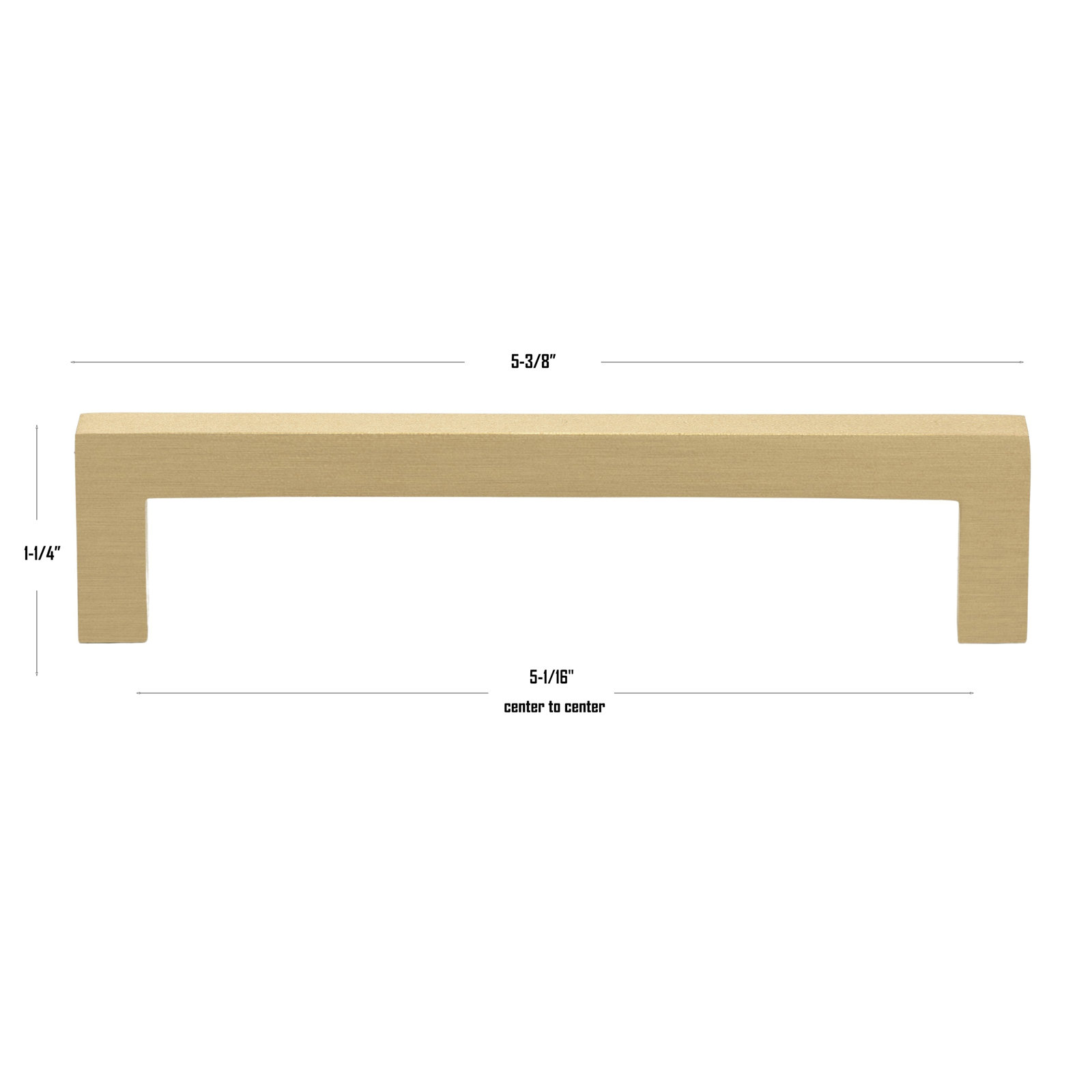 Kingston Solid Square Bar Cabinet Pull, 5 1/16", Satin Gold