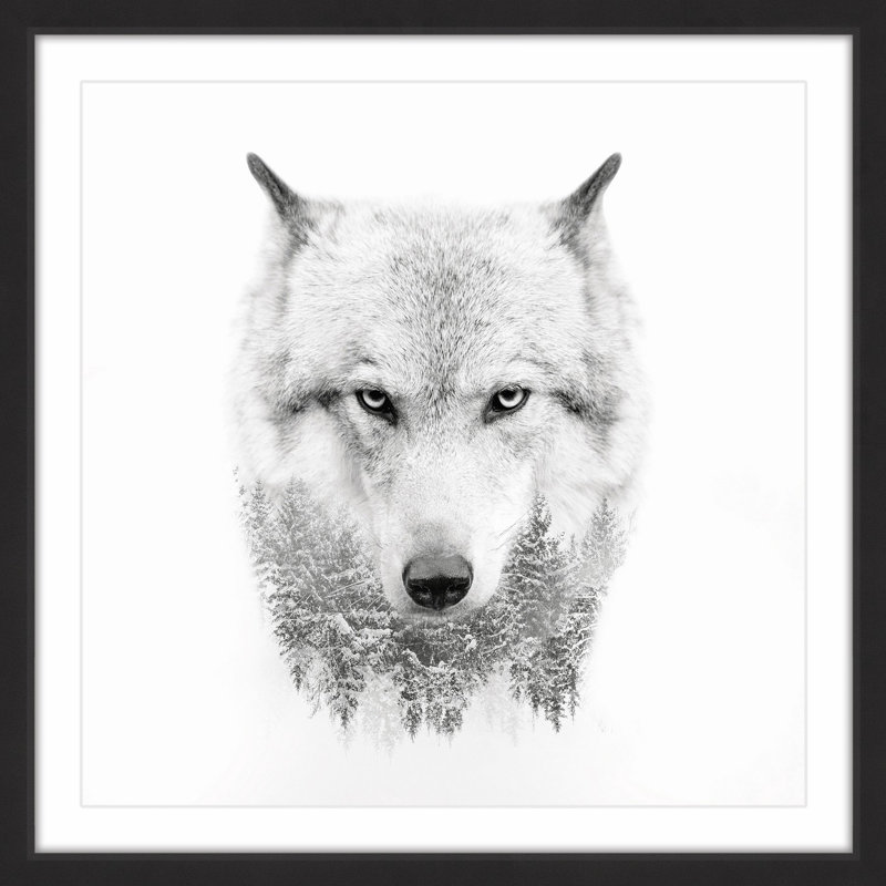 « loup esprit », reproduction de photo encadrée, H 32 po x l 32 po x P 1,5 po