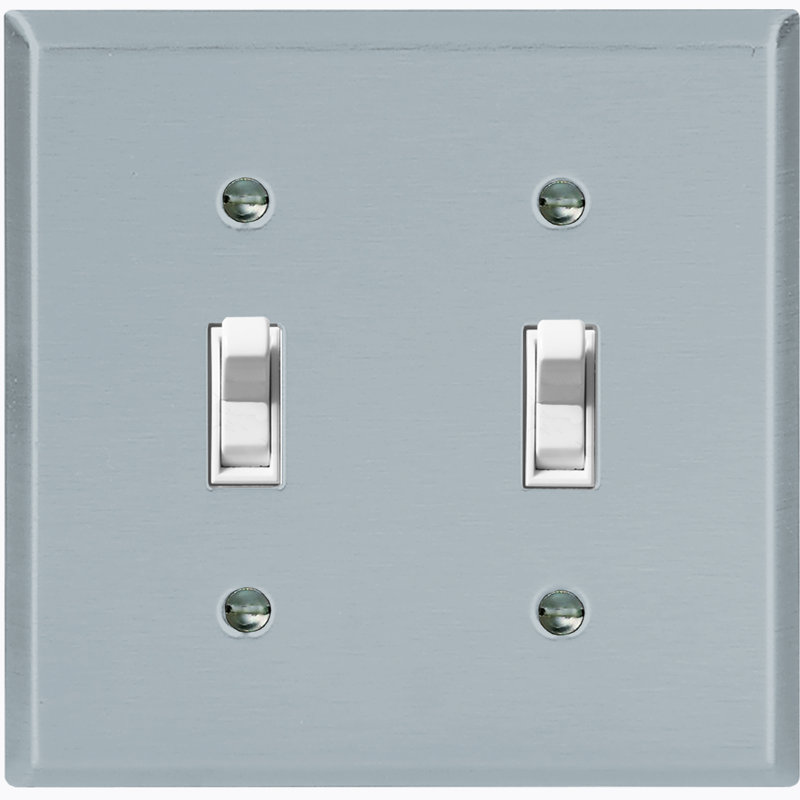Color Block Blue Gray 2 - Gang Toggle Light Switch Standard Wall Plate
