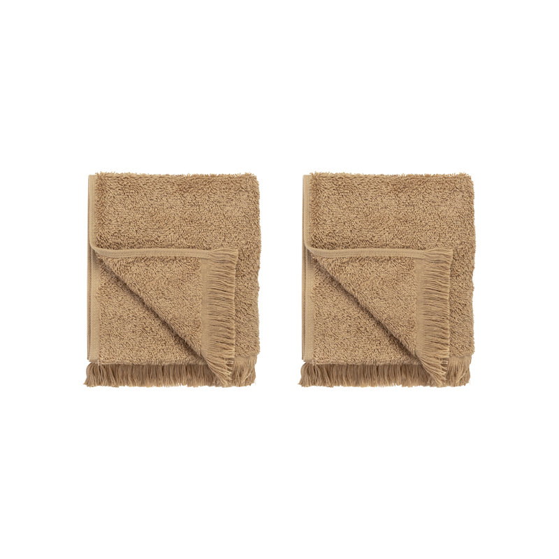 Frino 2 Piece 100% Cotton Hand Towel Set, Tan