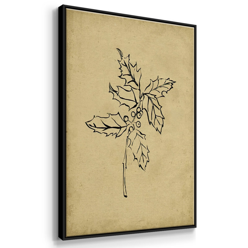 Branche de houx I, Cadre flottant noir, H 37 po x l 25 po x P 1,5 po