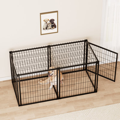 Très grand chenil et cage pour chien d'intérieur de 63 pouces avec plateau pour petits et moyens chiens, cage pour animal de compagnie noire, L 63 po x l 29,9 po x H 31,9 po