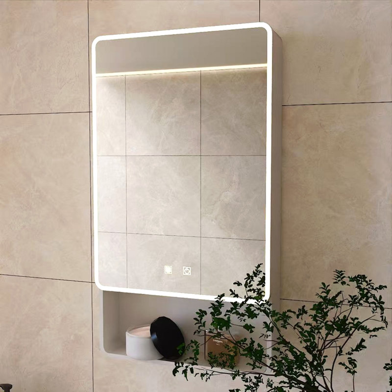 Led Bathroom Medicine Cabinet With Single-Color Warm Light ,Anti-Fogging ,Easy To Install Aluminum-Plastic Cabinet.(19.69*35.43 One Door)