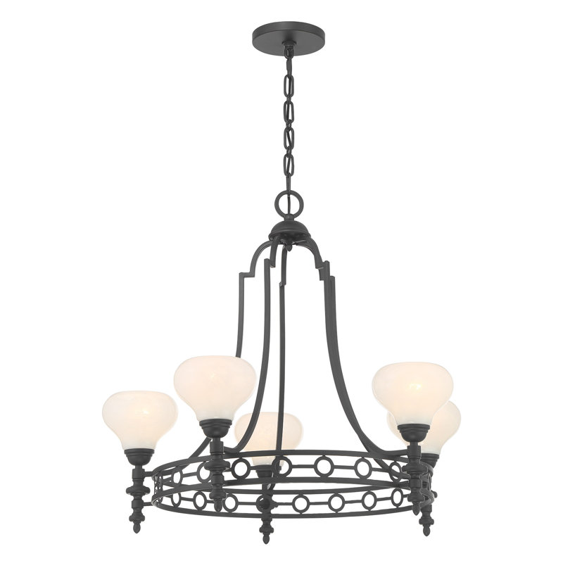Lustre 5 lumières Hoekstra en noir mat, Noir