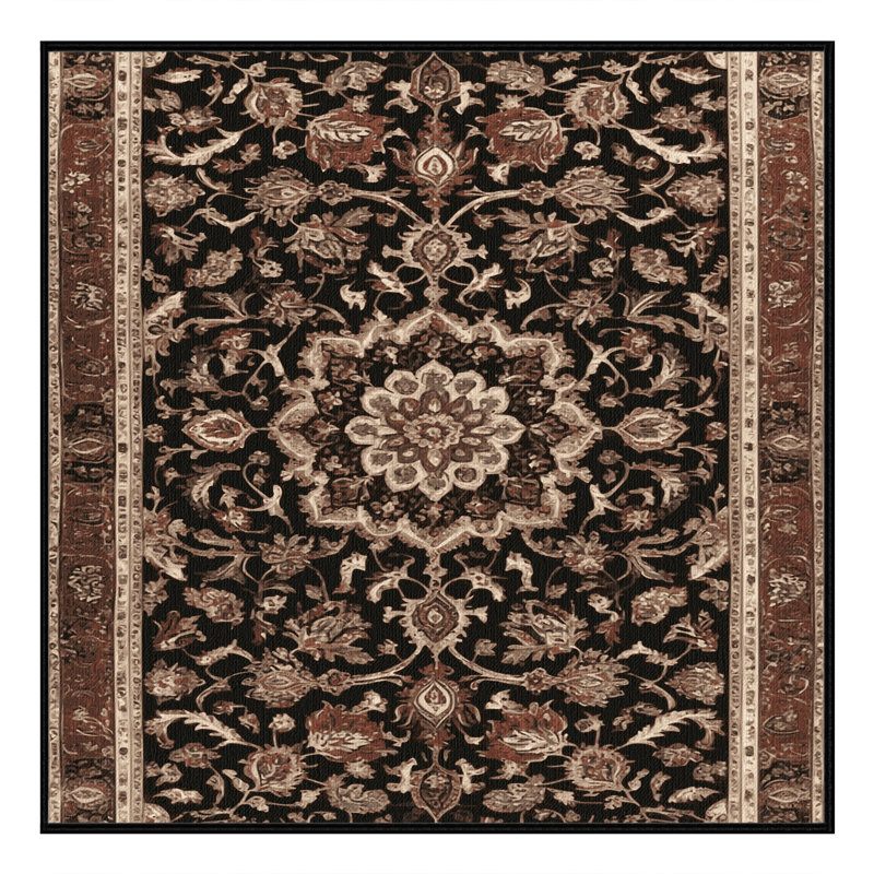 Machine Washable Persian Brown Area Rug, Square 3'