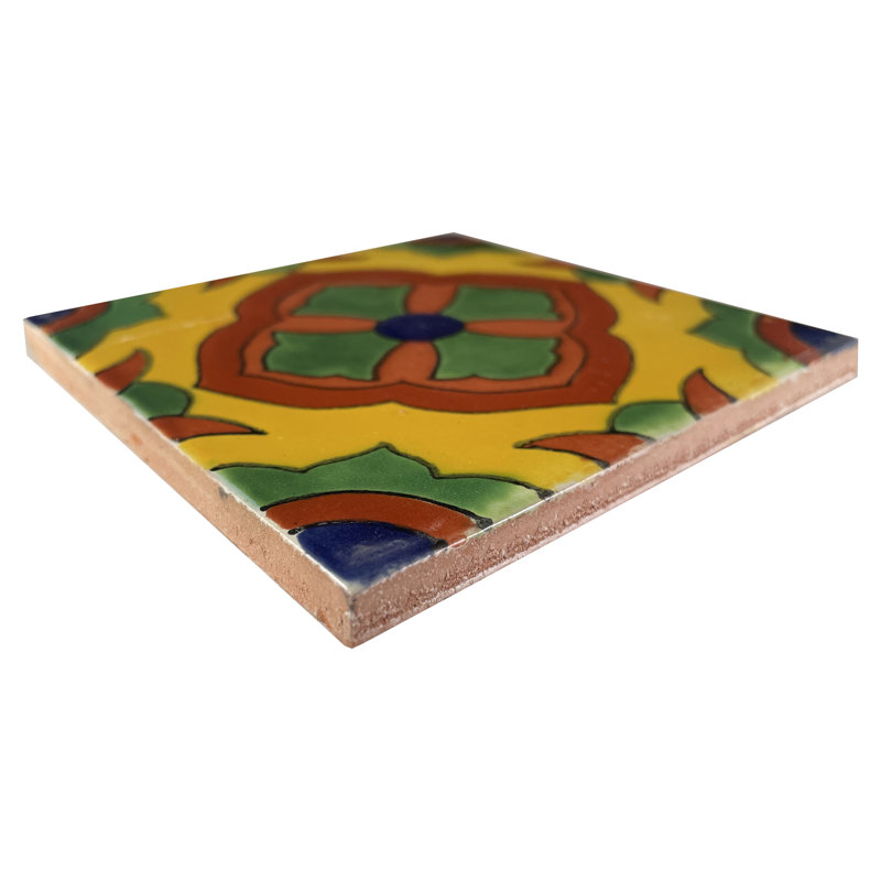 4.2" x 4.2" 9pcs TalaMex Marsala Mexican Clay Tile Handmade Talavera Backsplash Mosaic