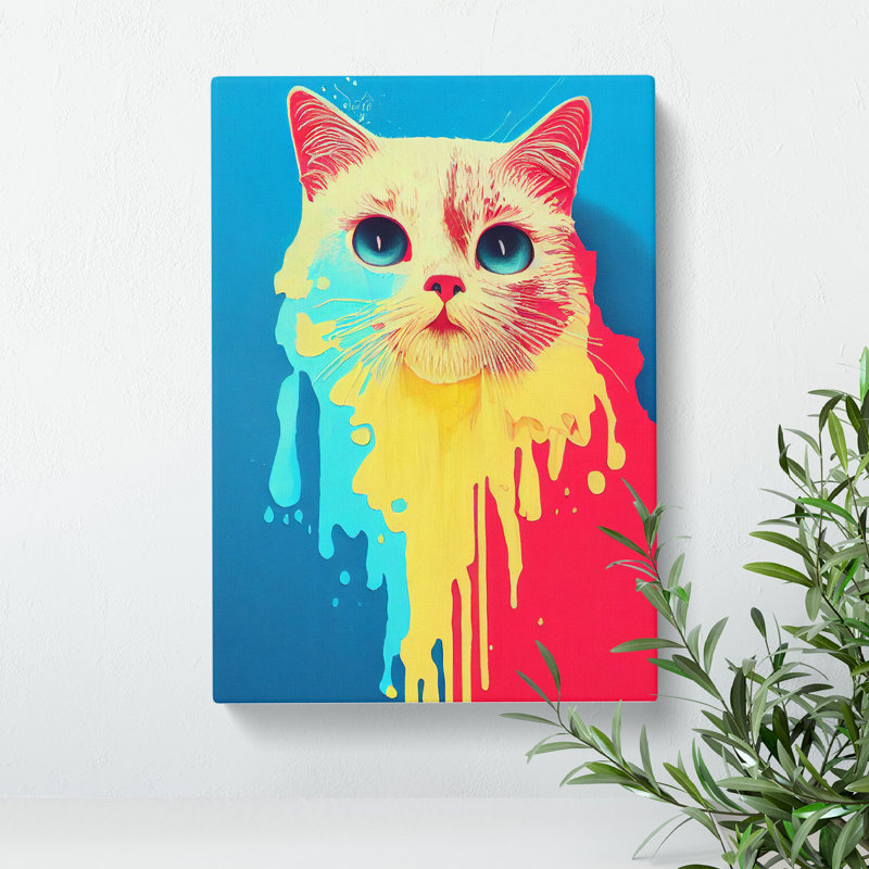 Cat In Paint No.6 - Wrapped Canvas, 60cm H x 40cm W x 3cm D