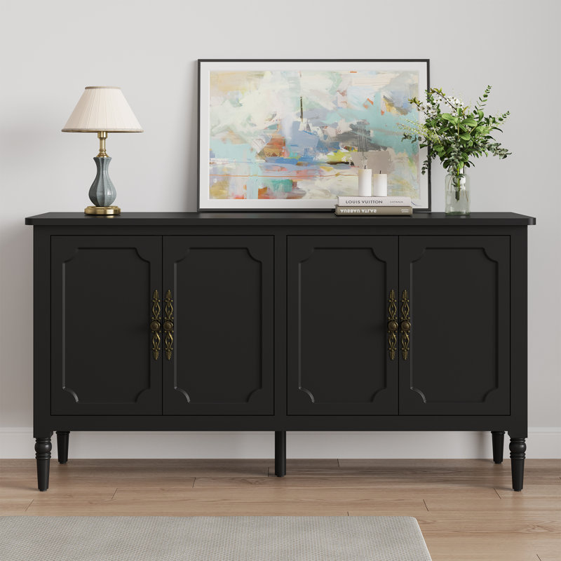 149.6cm Wide Solid Wood Sideboard, Black