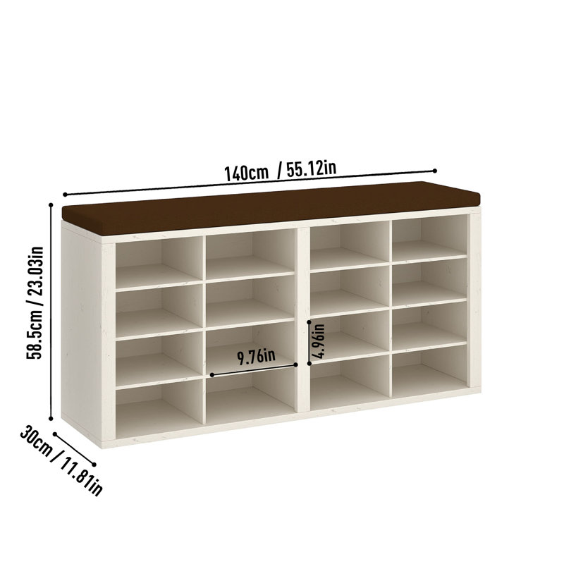 Shoe Storage Bench – Entryway Bench With Storage For Hallway, Brown/White