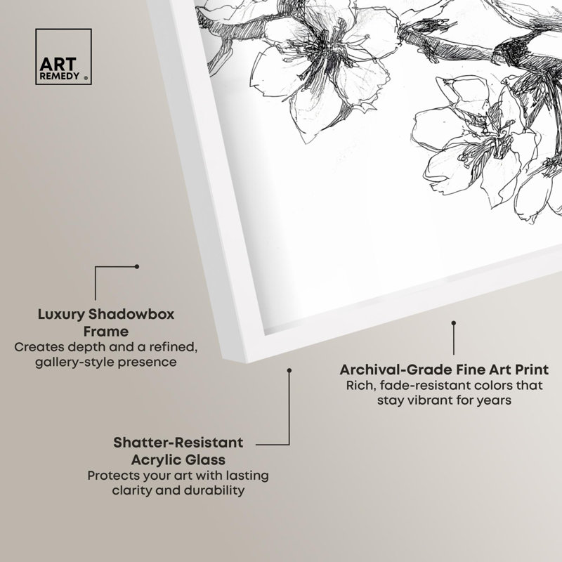 «Botanical S Croquis II» par Art Remedy, H 37 po x l 46 po, Blanc