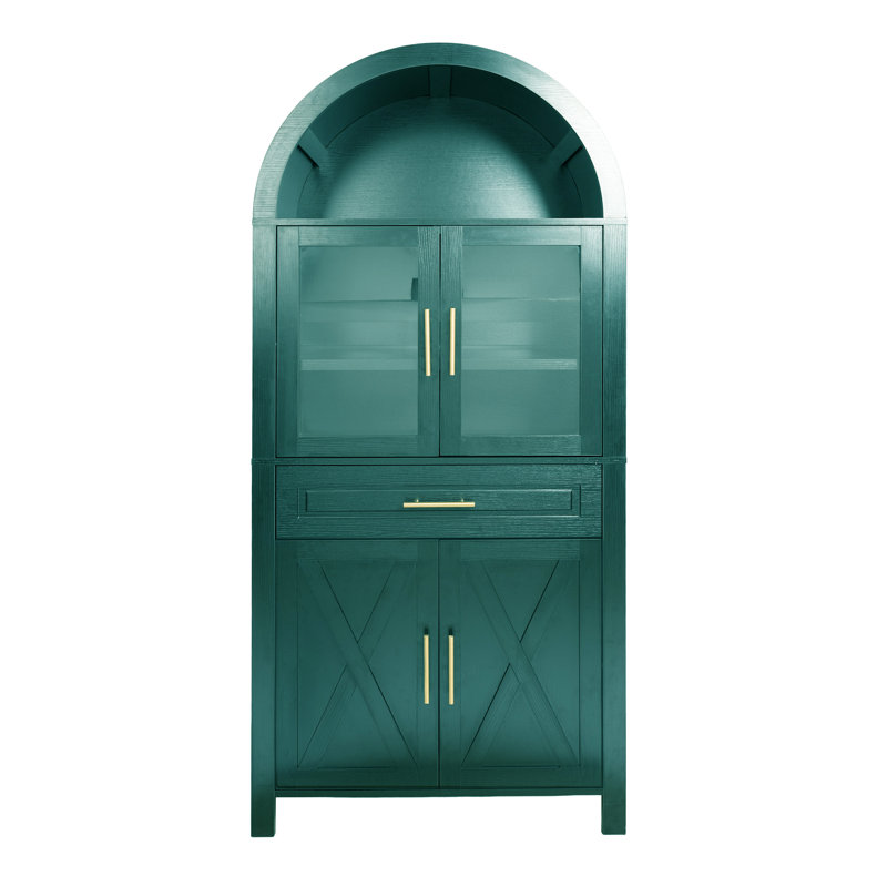 Grand garde-manger arqué avec tablettes réglables, Vert