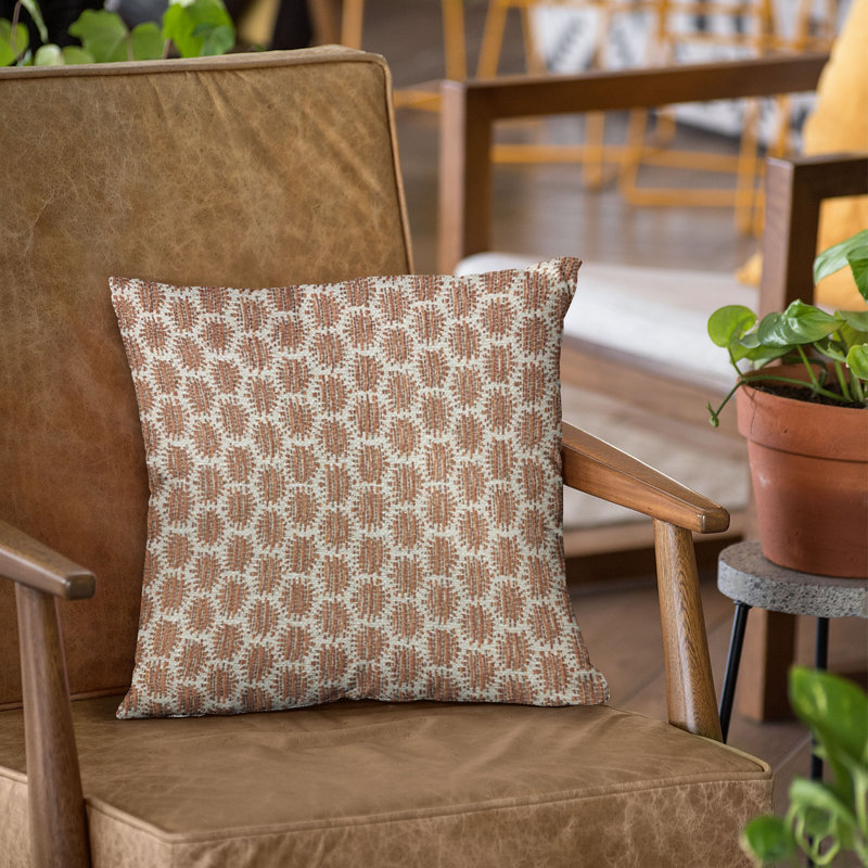 Coussin décoratif à pois, 18 po x 18 po, Brun