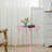  Round Metal End Table, X-Shaped Frame Indoor Outdoor Side Accent Table - Pink-1325802947