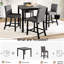 5 sièges de cuisine à hauteur de comptoir, gris et noir, fabrication, chaises rembourrées confortables, table à économie d'espace avec 4 et dessus, coussins de siège, design