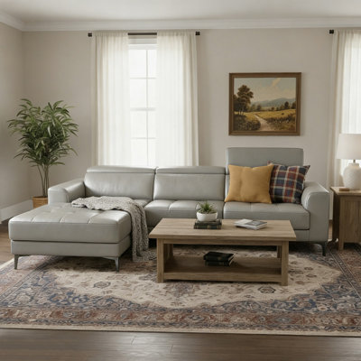 109.4" Wide Genuine Leather Sectional Sofa with Chaise